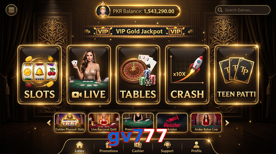 Main screen of Gv777 casino page for PK players